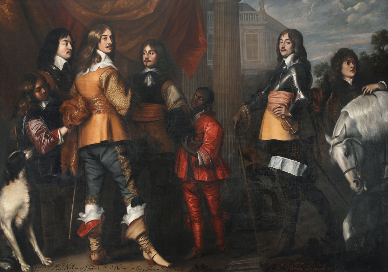 Willem Frederik van Nassau-Dietz (1613-1664), Hendrik Casimir I. van Nassau-Dietz (1612-1640), Hendrik van Nassau-Siegen (1611-1652) és George Frederik van Nassau-Siegen (1606-1674) csoportképe, szolgákkal alkotó: Adriaen Hanneman