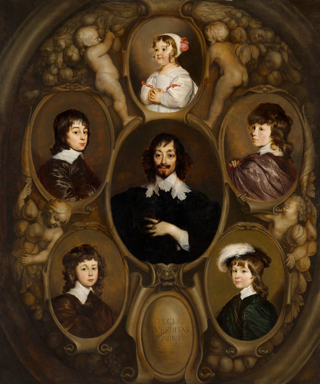 Constantijn Huygens (1596–1687) és öt gyermeke portréja alkotó: Adriaen Hanneman