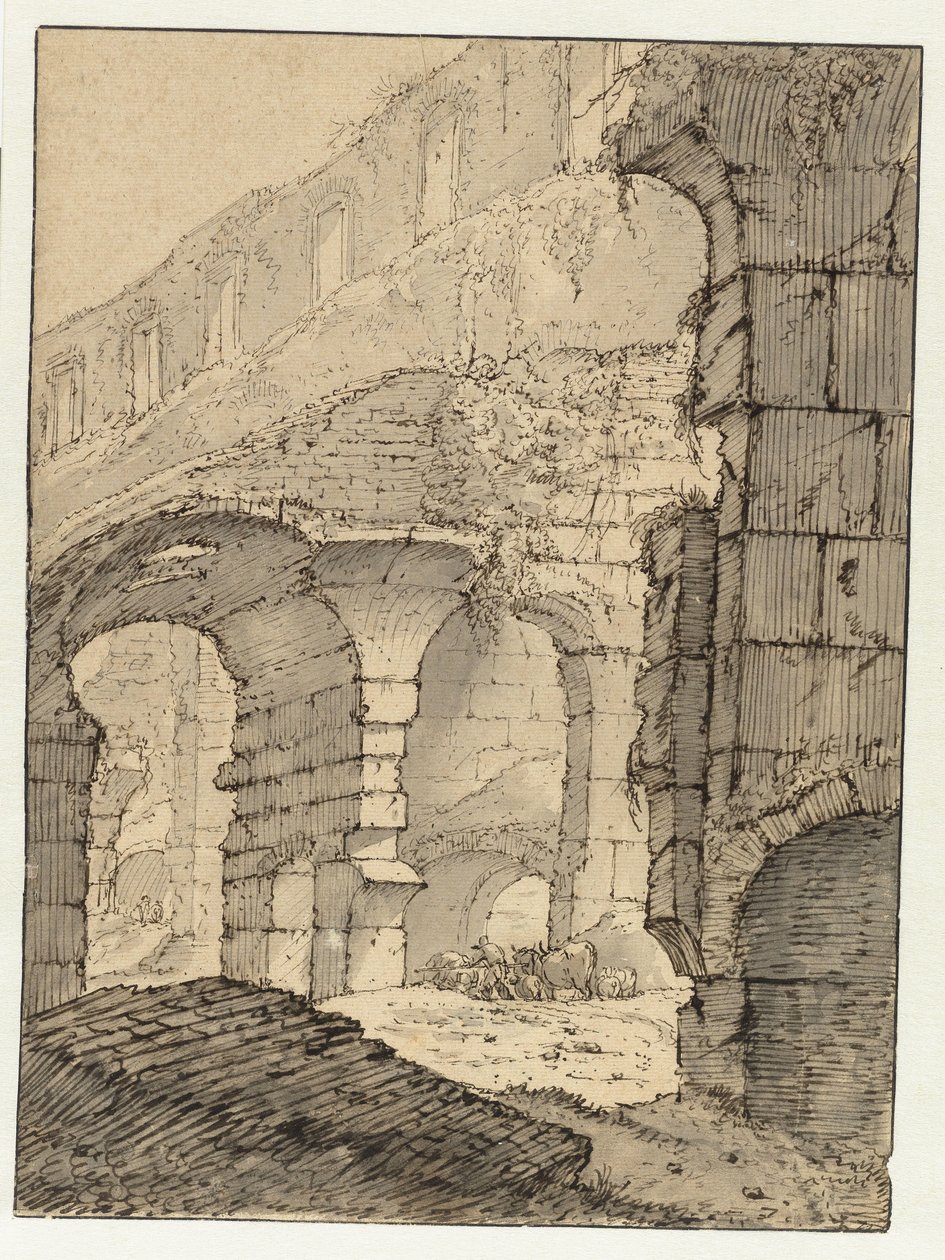 Kilátás a Colosseumban, Rómában alkotó: Adriaen Honich (attributed to)
