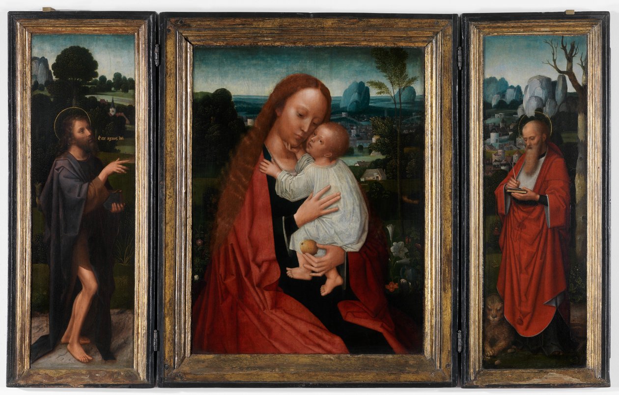 Madonna Keresztelő Jánossal és Szent Jeromossal (olaj a táblán) alkotó: Adriaen Isenbrandt or Isenbrant