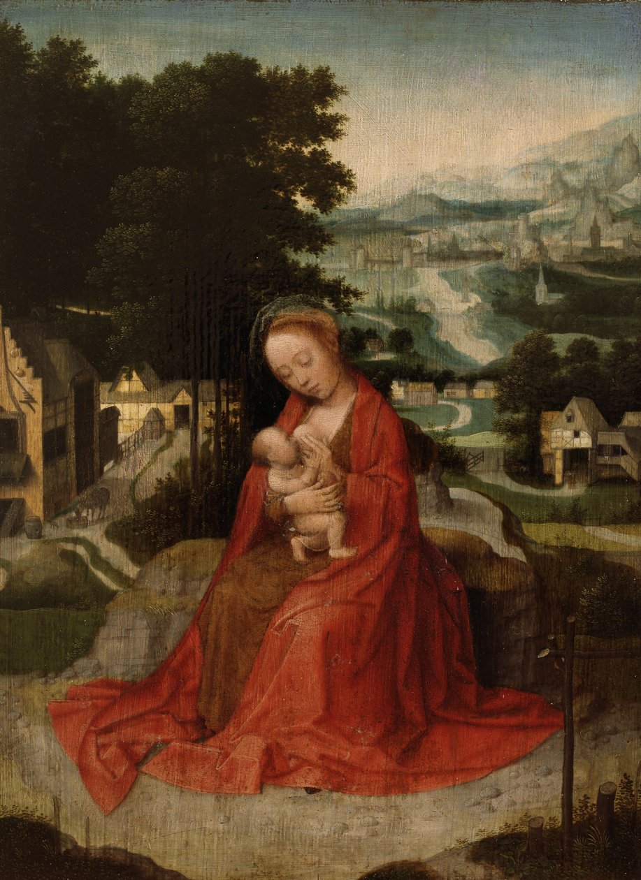 A pihenés az egyiptomi menekülésen, 1520-30 körül (olaj, tábla) alkotó: Adriaen Isenbrandt or Isenbrant