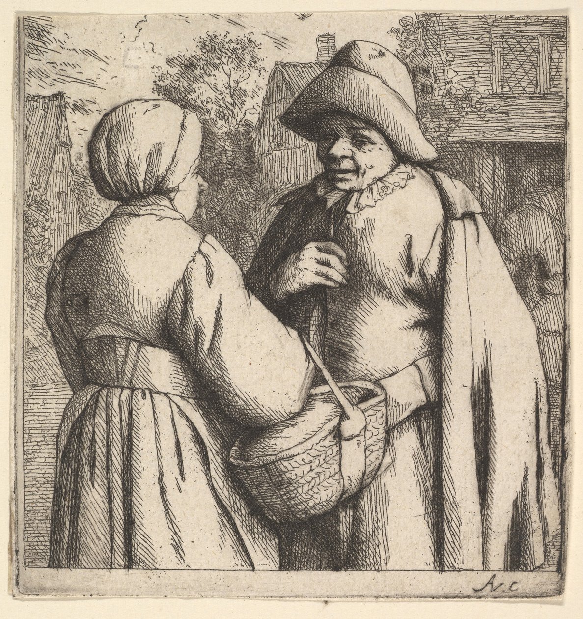 Beszélgetés az utcában, 1610-85. alkotó: Adriaen Jansz. van Ostade