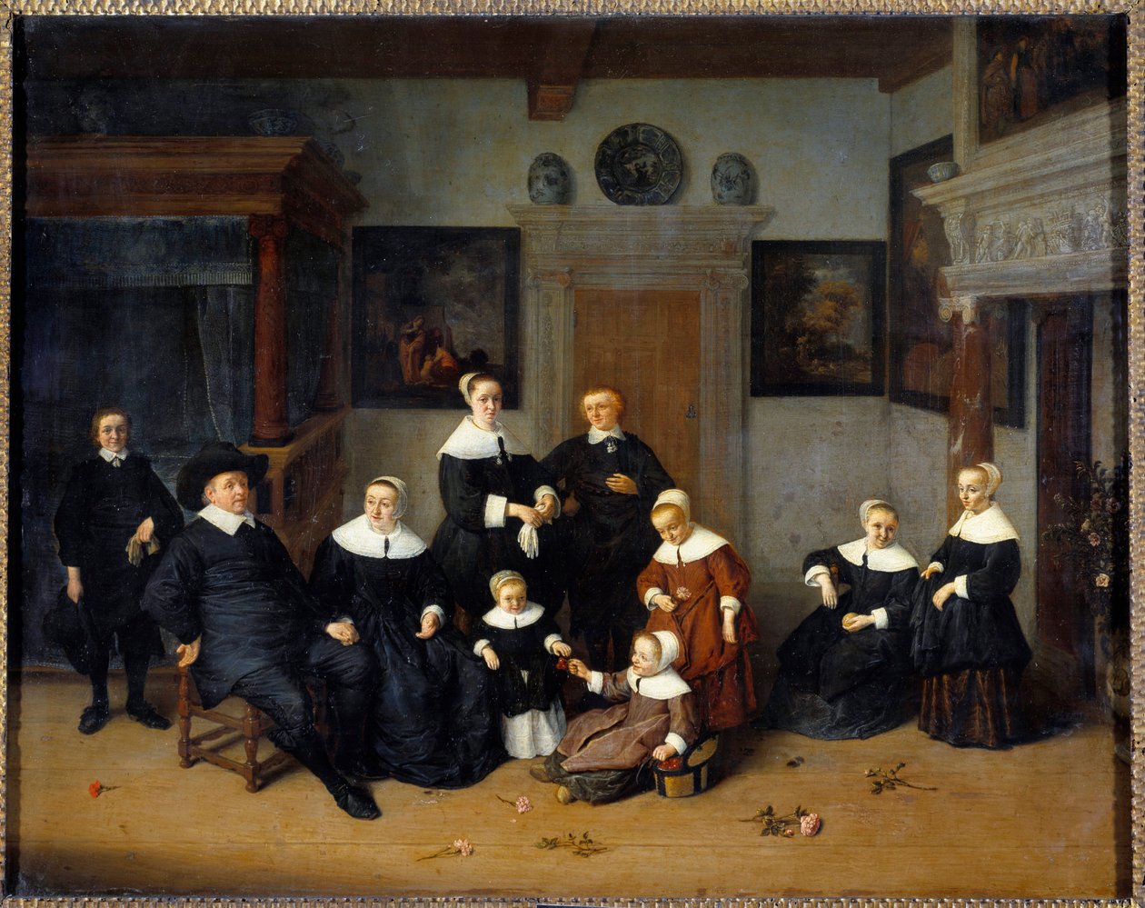 Adrien Van Ostade (1610-1685) családi portréfestménye (ec.holl.) 1654 V. 0,7x0,88 m - Családi portré. Adrien Van Ostade (1610-1685) festménye (holland iskola) 1654. 0,7 x 0, 88 m. Louvre Múzeum, Párizs alkotó: Adriaen Jansz. van Ostade