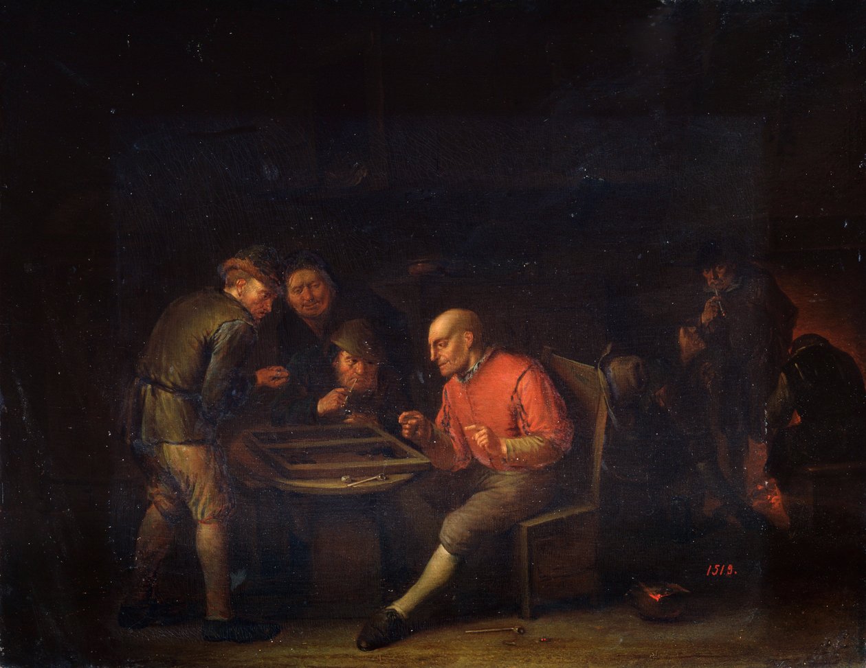Flemingek kockáznak, 17. század alkotó: Adriaen Jansz. van Ostade