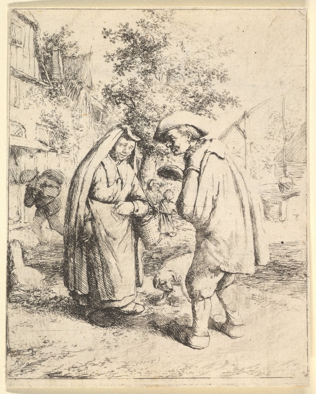 Férfi beszél egy nővel, 1610-85. alkotó: Adriaen Jansz. van Ostade