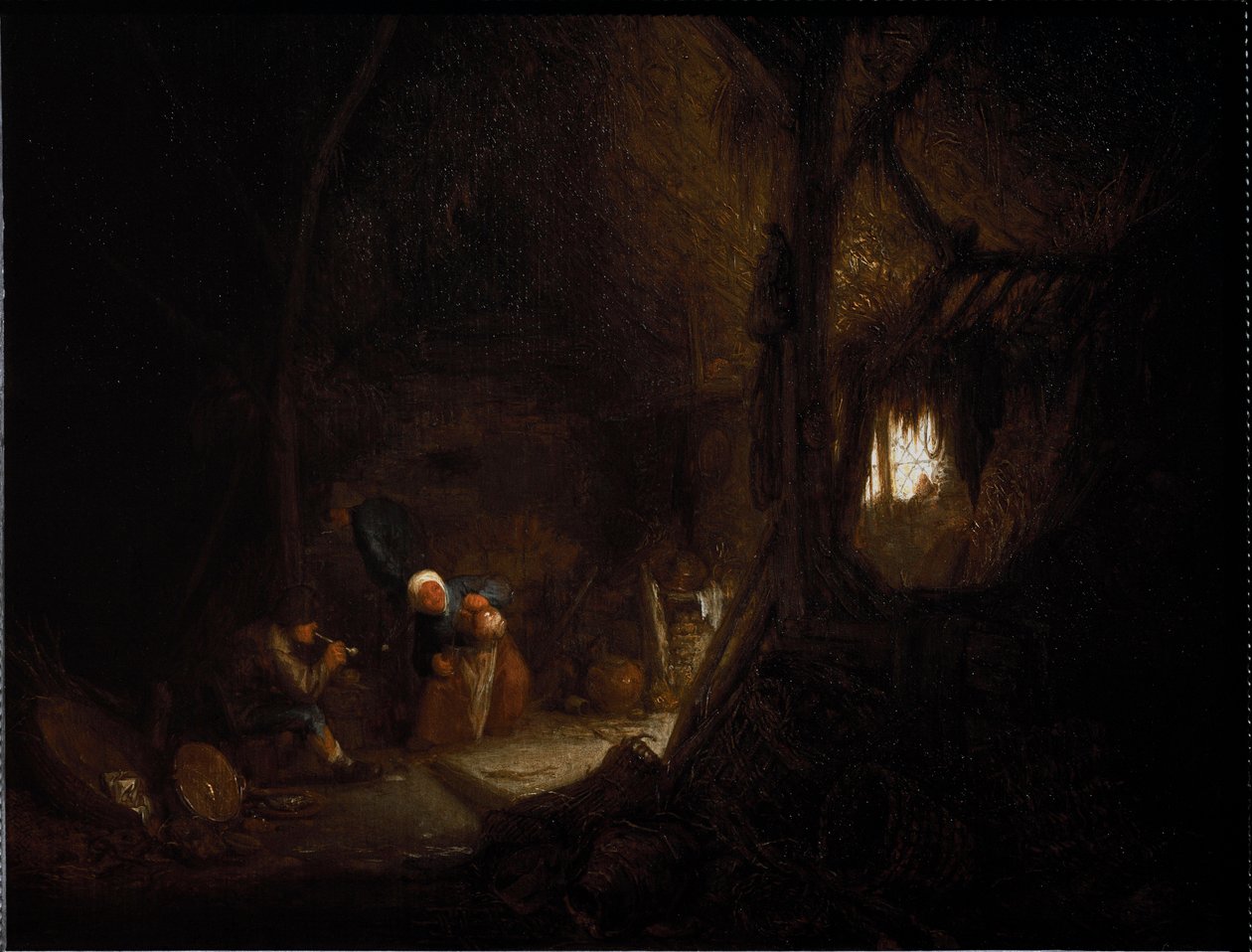 Parasztcsalád egy pajtában (olaj, vászon alkotó: Adriaen Jansz. van Ostade