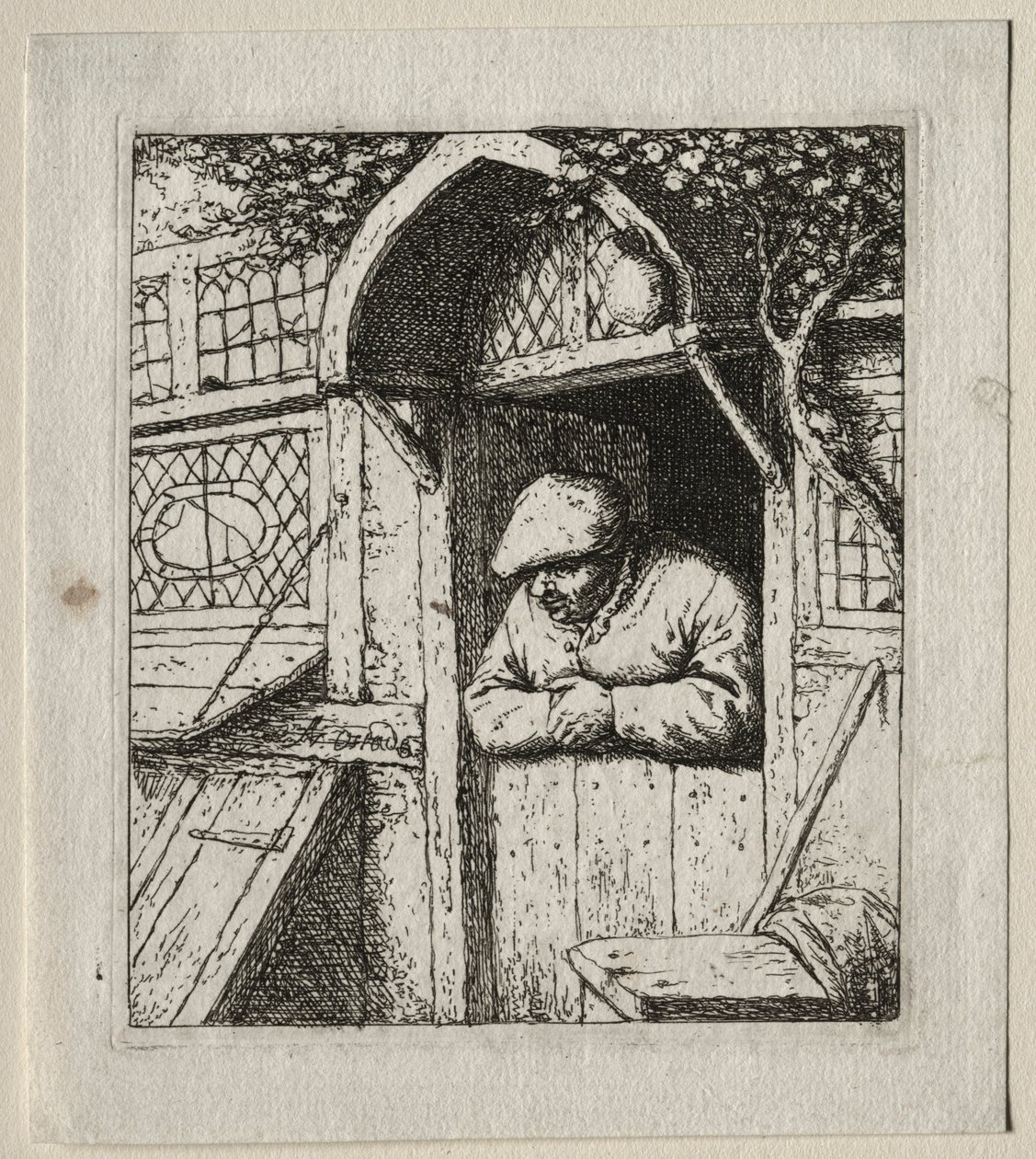 Ajtajában hajló paraszt. alkotó: Adriaen Jansz. van Ostade