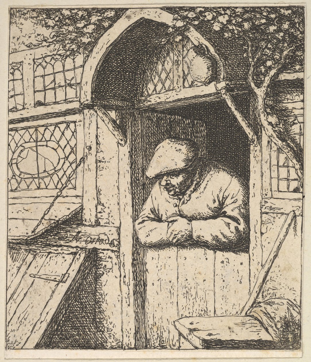 Ajtóra támaszkodó paraszt, 1610-85. alkotó: Adriaen Jansz. van Ostade