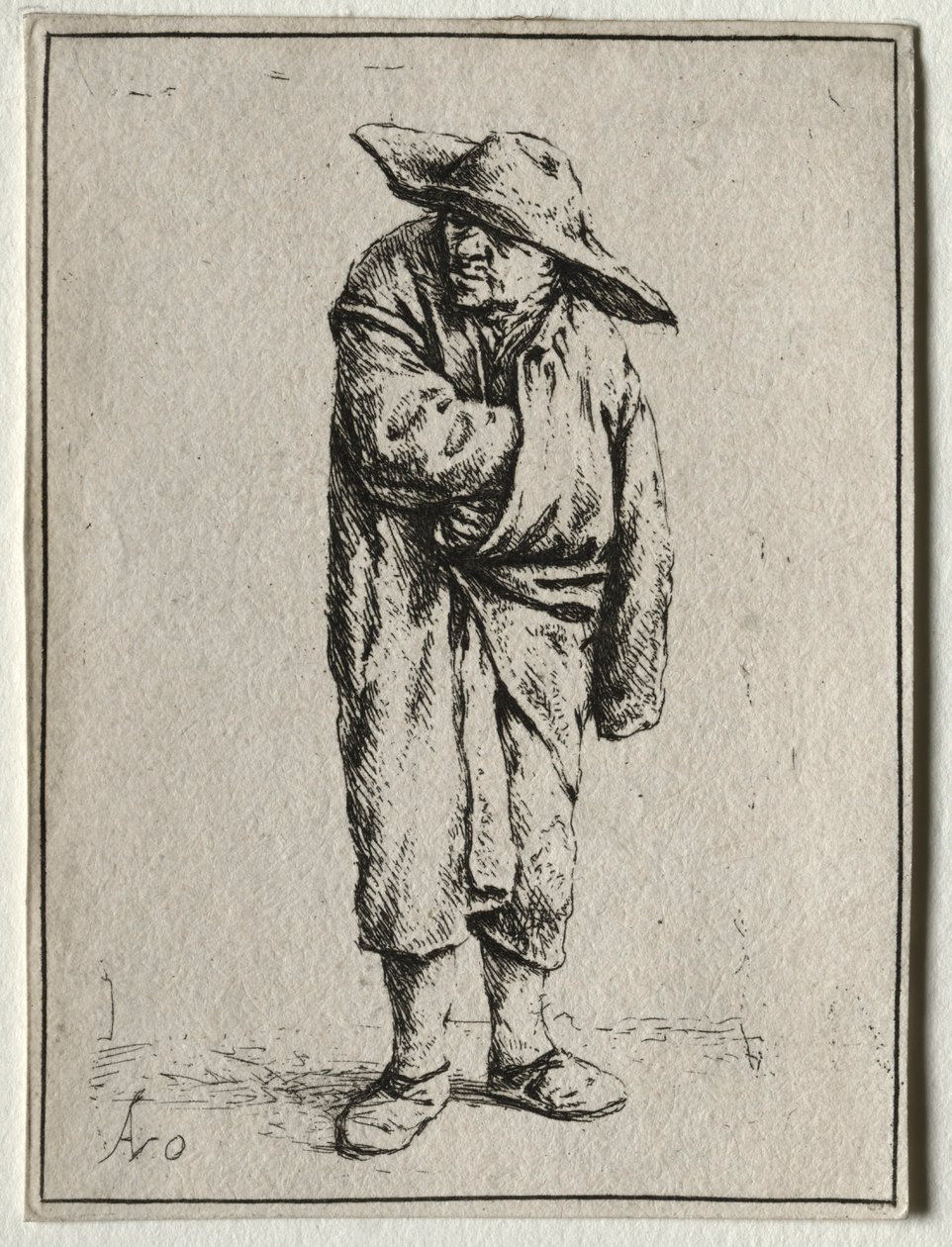 Paraszt, kezével a köpenyében. alkotó: Adriaen Jansz. van Ostade