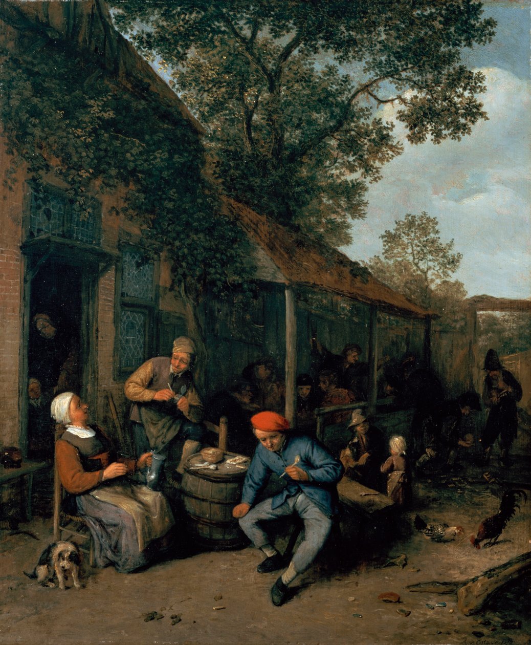 Kocsma előtt dohányzó és lakomázó parasztok, 1676 alkotó: Adriaen Jansz. van Ostade