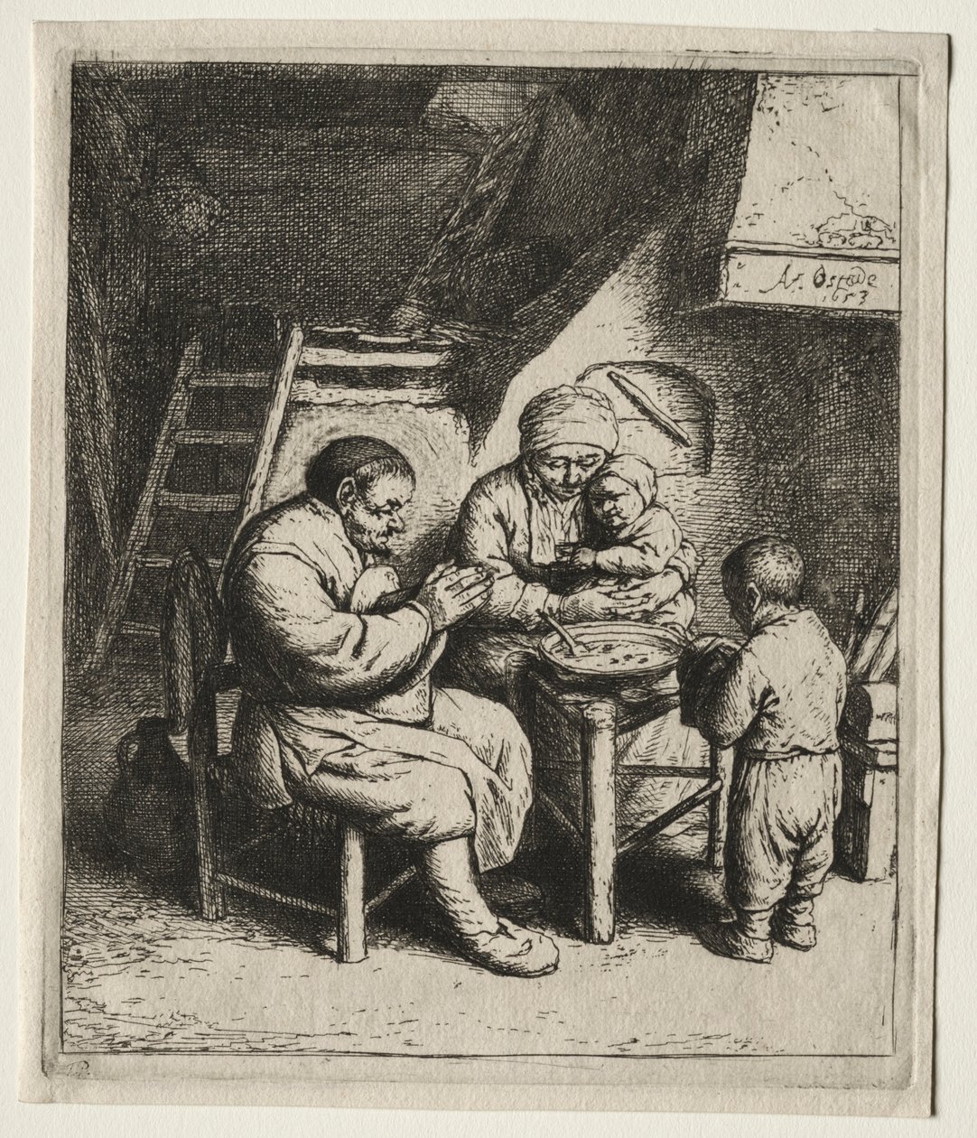 Kegyet mondva, 1653. alkotó: Adriaen Jansz. van Ostade