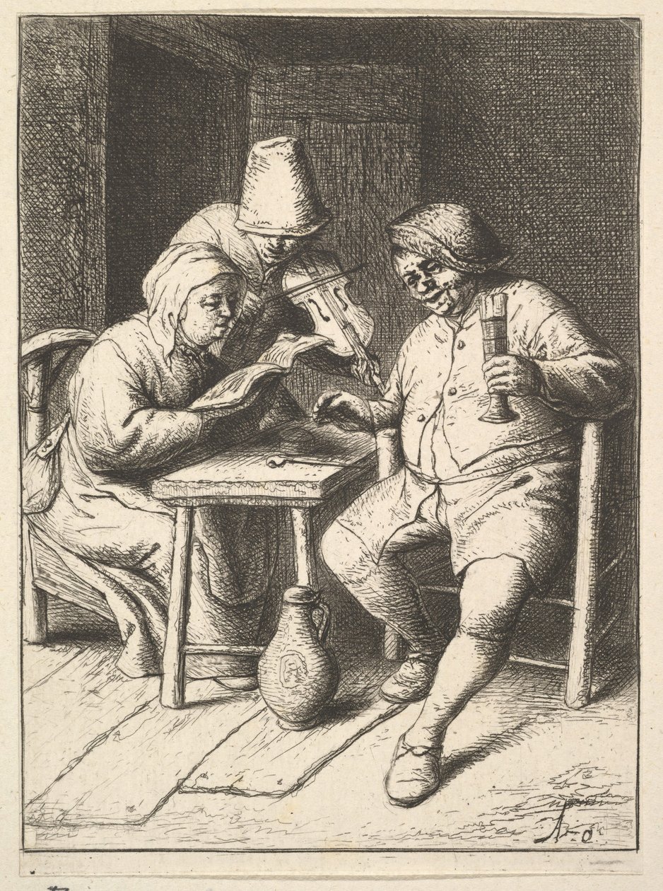 Énekpár és hegedű, 1610-85. alkotó: Adriaen Jansz. van Ostade