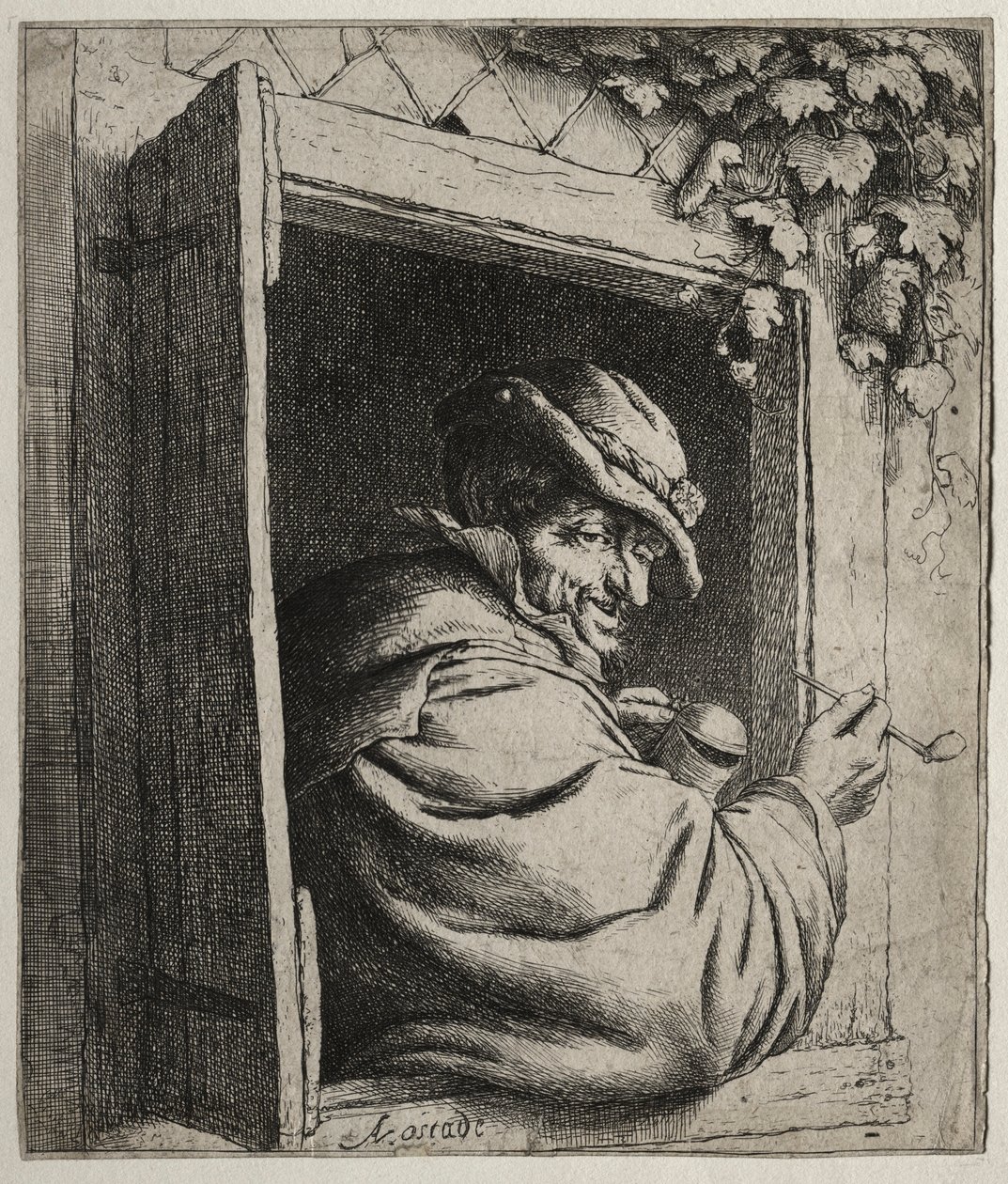A dohányos az ablakban. alkotó: Adriaen Jansz. van Ostade