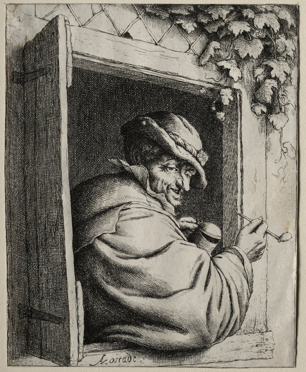 A dohányos az ablakban. alkotó: Adriaen Jansz. van Ostade