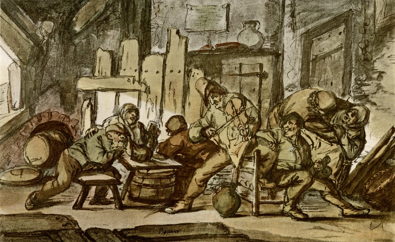 A parasztzenész egy falusi kocsmában alkotó: Adriaen Jansz. van Ostade