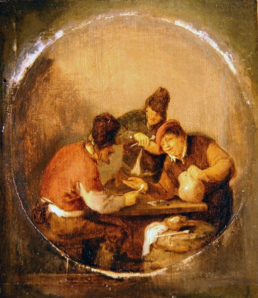 Három búr iszik és dohányzik egy kocsmában (olaj a panelen) alkotó: Adriaen Jansz. van Ostade