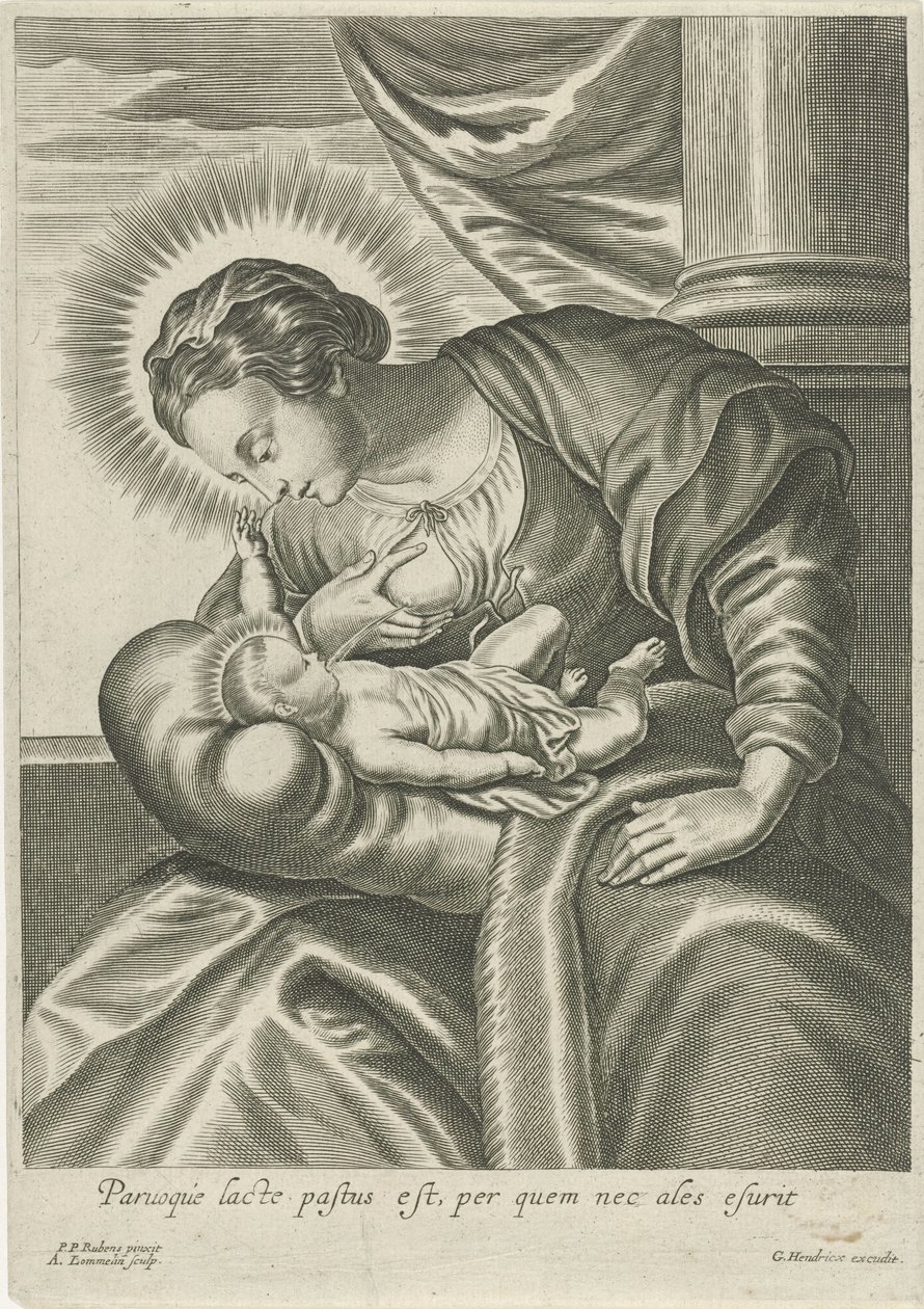 Mária táplálja a gyermek Krisztust alkotó: Adriaen Lommelin (attributed to workshop of)