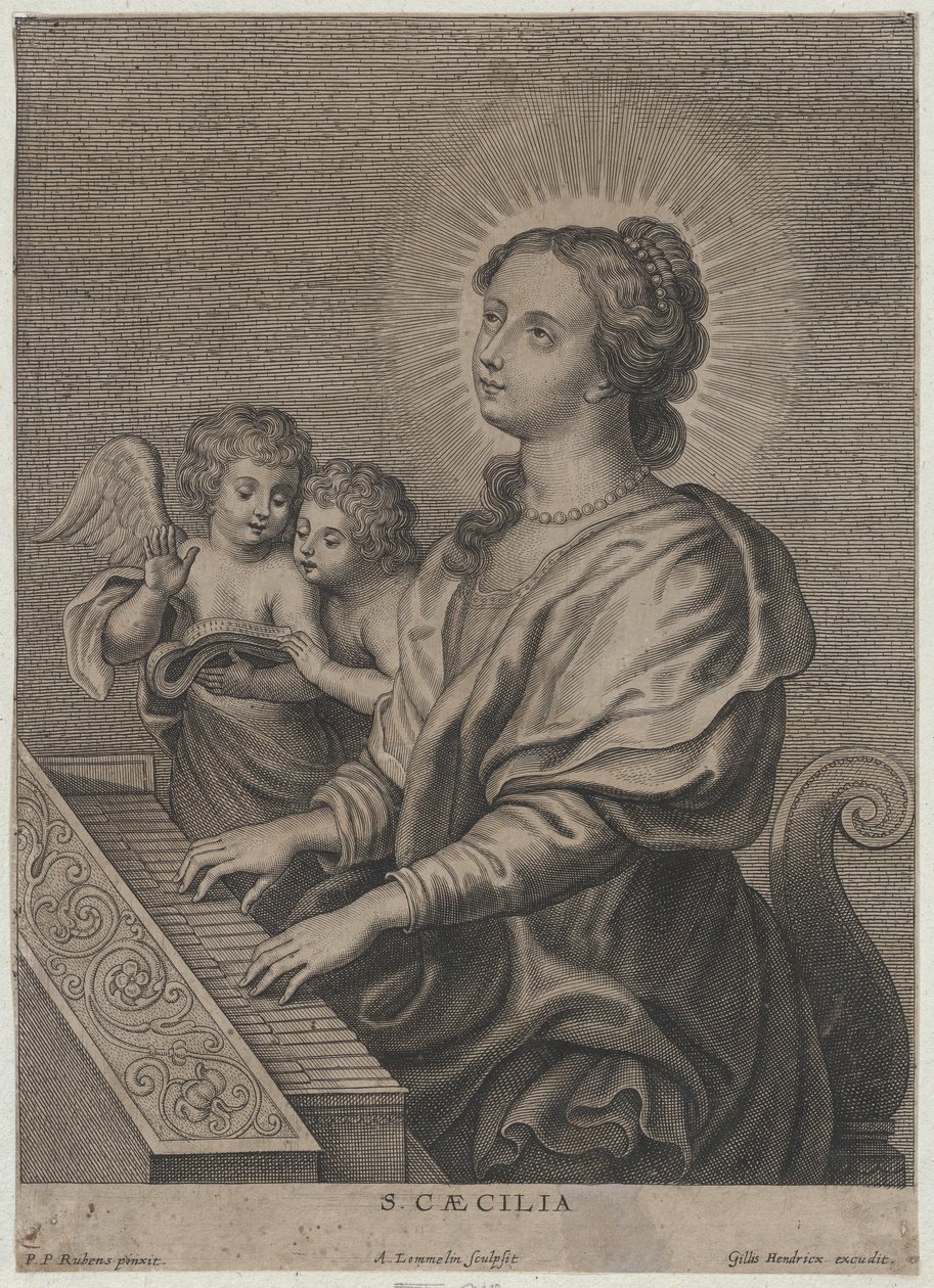 Szent Cecília orgonazik két puttival a bal oldalon, kb. 1654-77. alkotó: Adriaen Lommelin