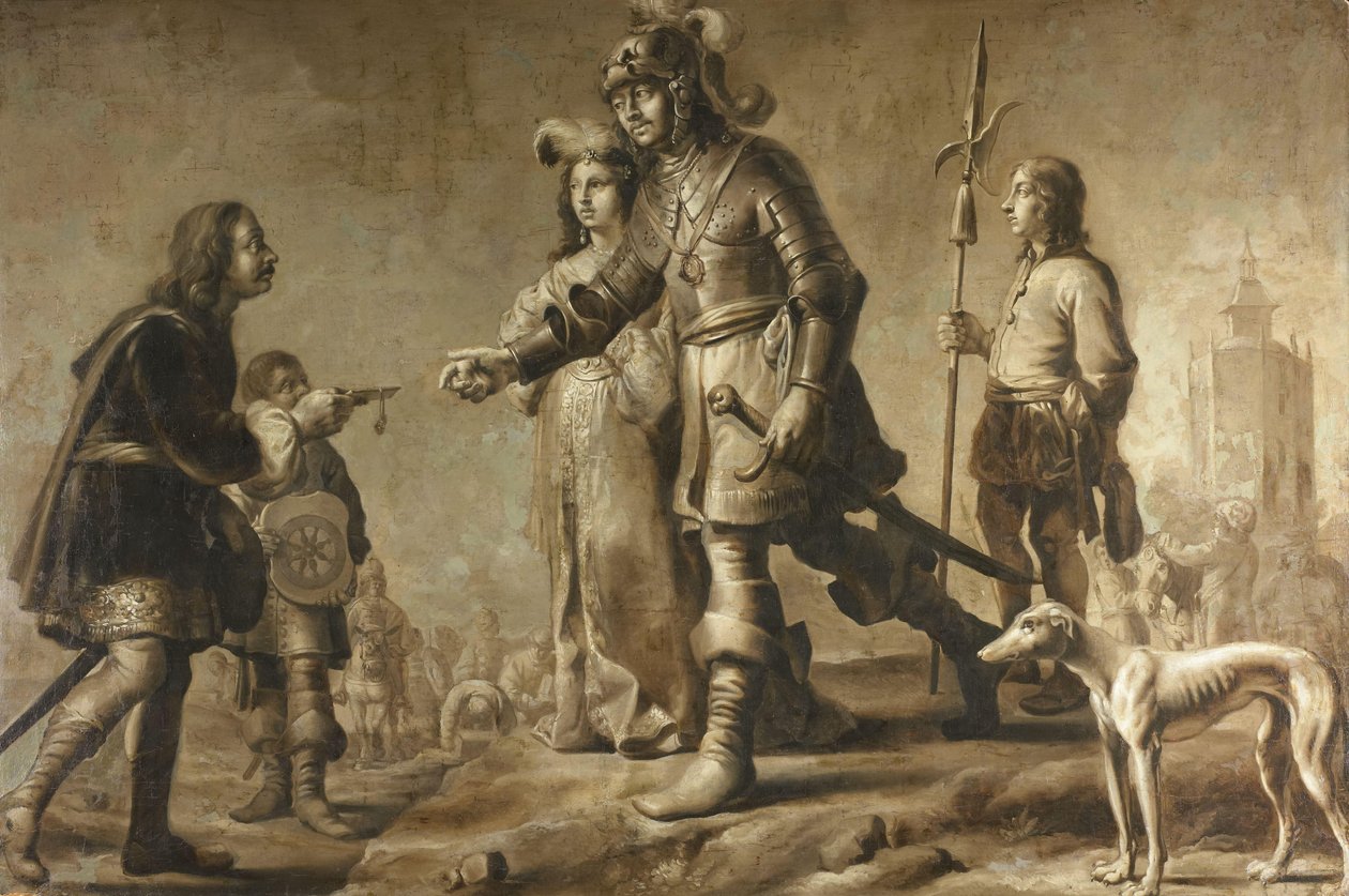 Boudewijn van Heusden (?-870) és felesége, Sophia hódolat Edmund király legátusától, c. 1626 alkotó: Adriaen Pietersz van de Venne (manner of)