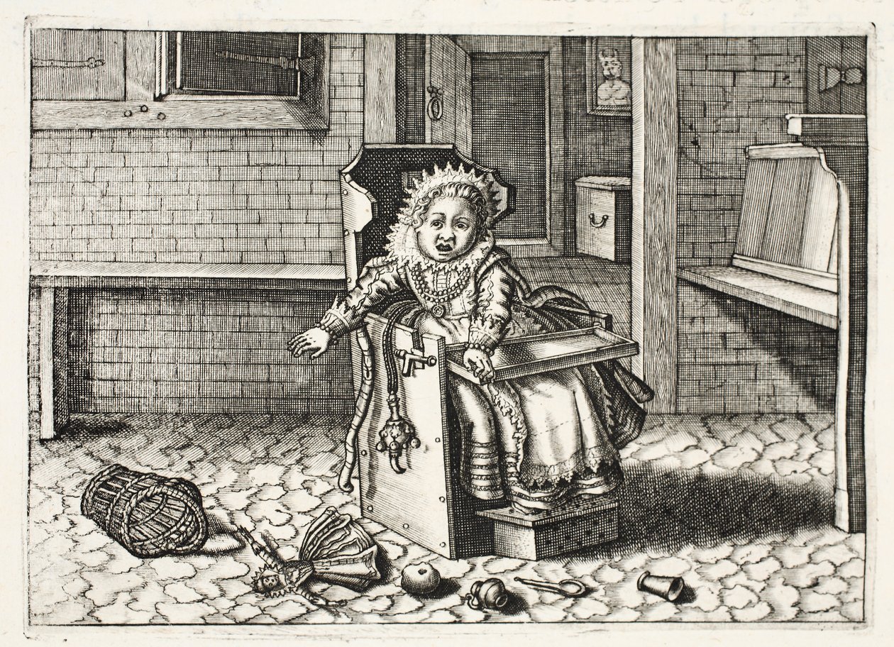 Baba sír a játékaiért, illusztráció a Zinne-werk emblémájából, Johannes de Brune (1589-1658), Jan Jacobs Schipper, Amszterdam, 1661 alkotó: Adriaen Pietersz van de Venne