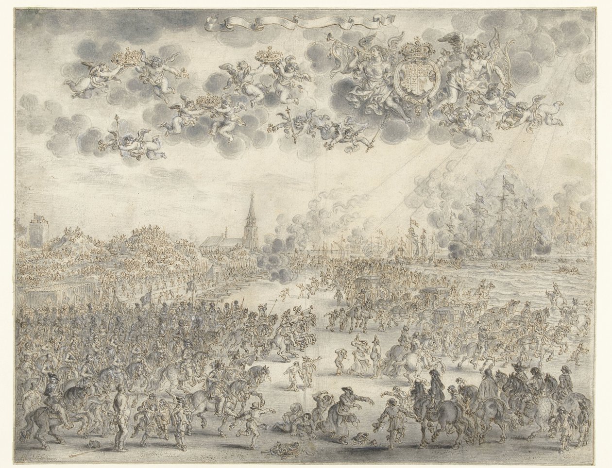 Károly indulása Scheveningenből II. Károly király hajóra száll Scheveningenben, 1660. június 2 alkotó: Adriaen Pietersz van de Venne