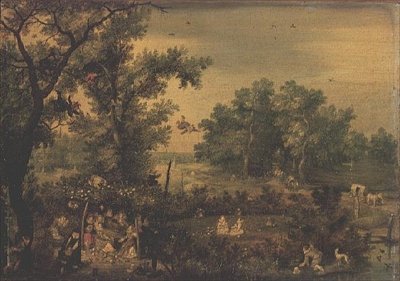 Elegáns nők zenélnek egy lugasban alkotó: Adriaen Pietersz. van de Venne