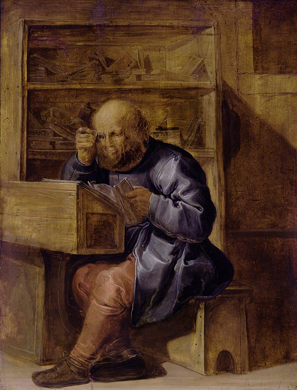 Cornelis Kiel lektor munka közben, 17. század első fele... alkotó: Adriaen Pietersz. van de Venne