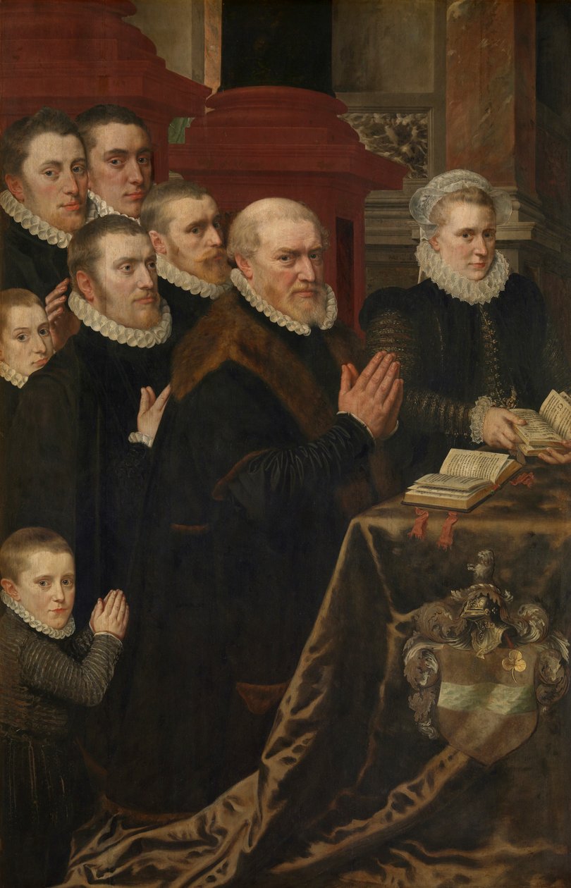 Kálvária és Gillis de Smidt és Maria de Deckere családja (olaj a táblán) alkotó: Adriaen Thomasz Key