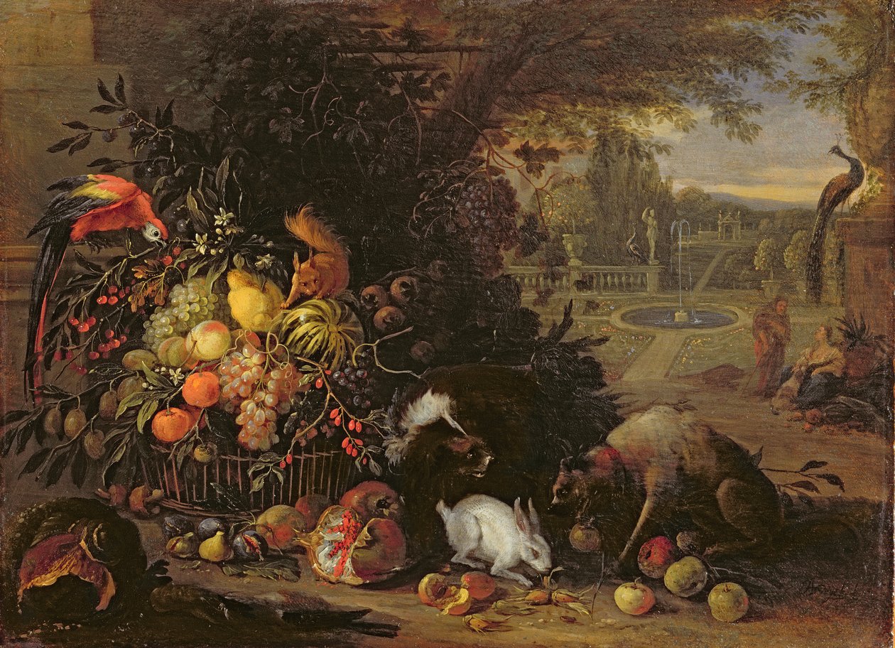 Csendélet kertben, 1700 körül (olaj, tábla) alkotó: Adriaen de Gryef