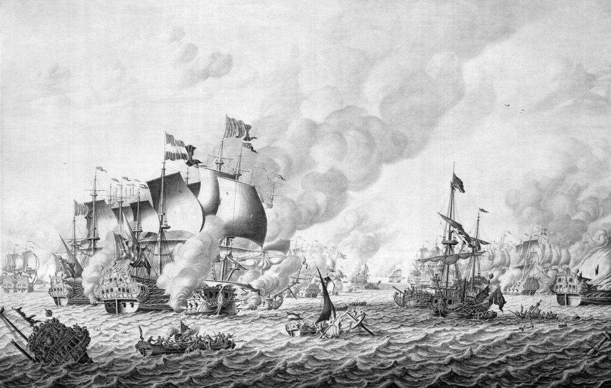 A La Hogue-i csata (Barfleur), 1692. május 19-24 (grisaille a panelen) alkotó: Adriaen van Salm