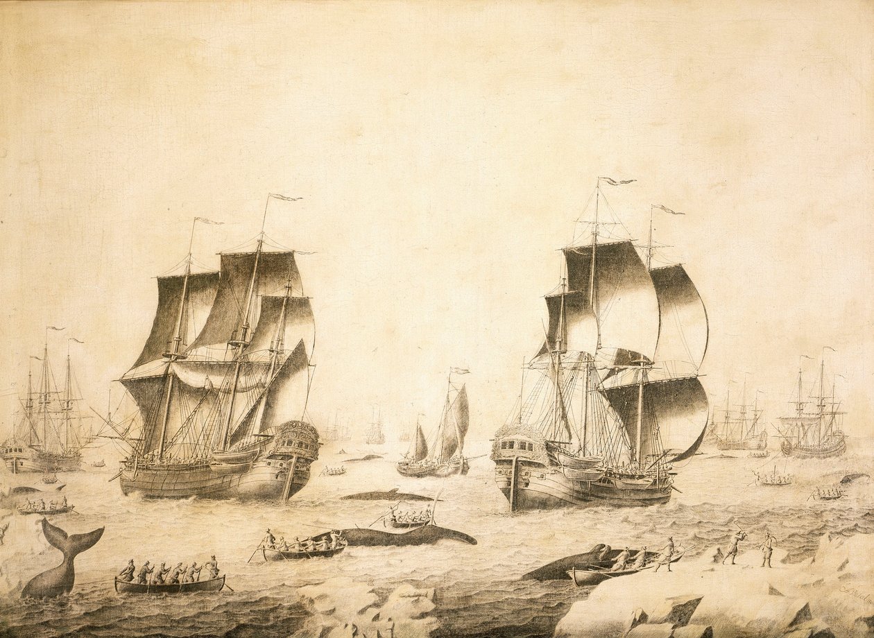 Bálnavadászok a jégen alkotó: Adriaen or Abraham Salm