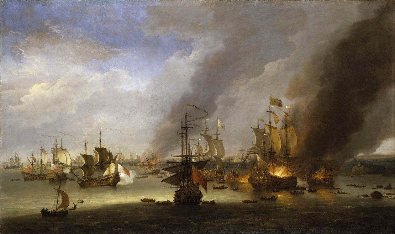 A "Soleil Royal" elpusztítása a La Hogue-i csatában, 1692. május 23., 1700 körül (olajfestmény) alkotó: Adriaen van Diest