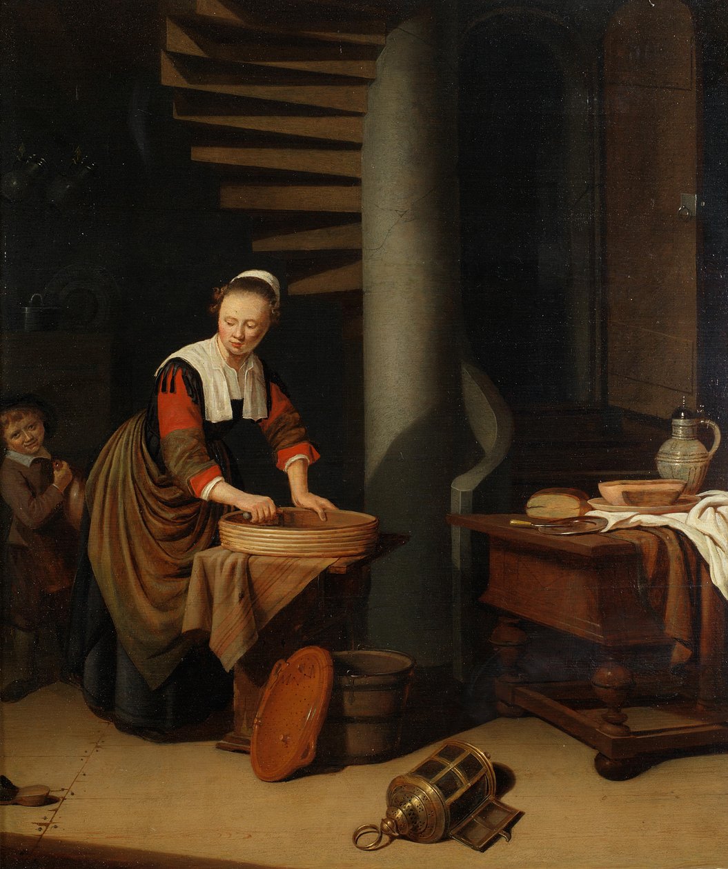Egy konyhalány vasalja alkotó: Adriaen van Gaesbeeck