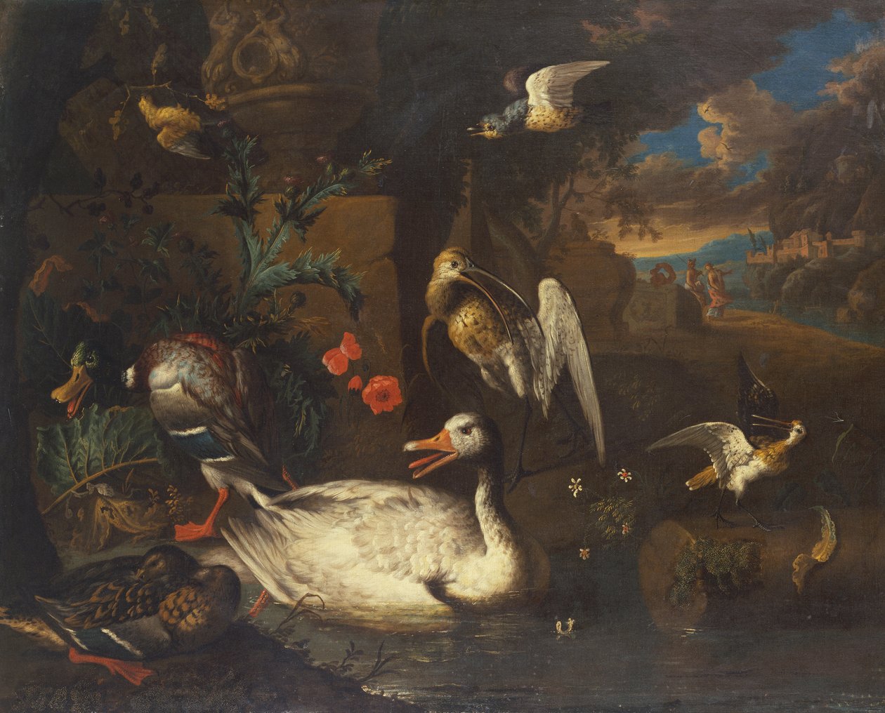 Vadtyúk a tájban és figurák (olaj, vászon) alkotó: Adriaen van Oolen
