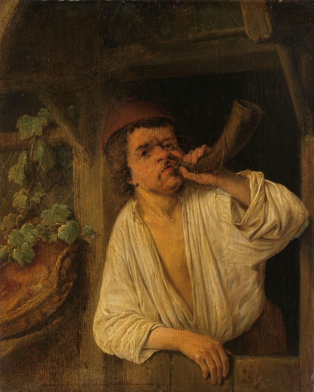 Egy pék kürtöl alkotó: Adriaen van Ostade