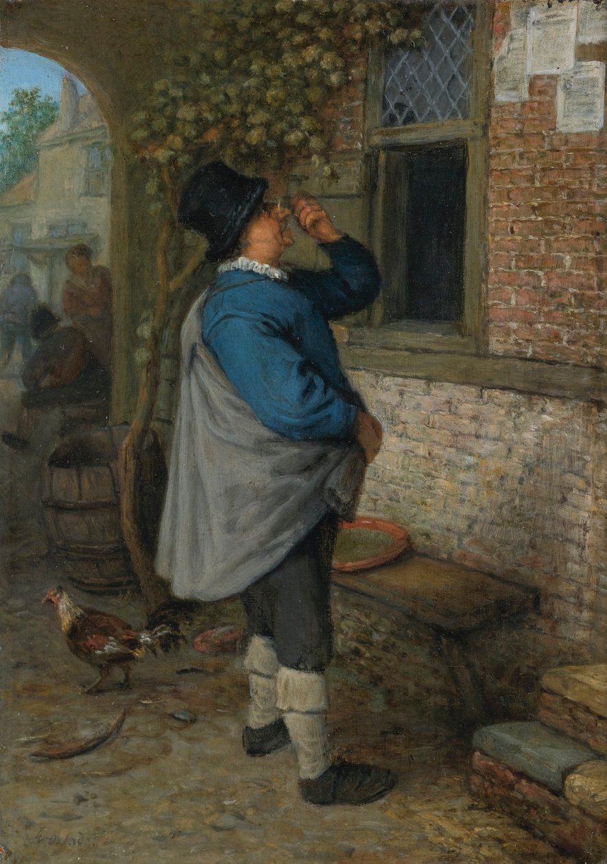 Egy férfi olvassa a híreket (Látvány) alkotó: Adriaen van Ostade
