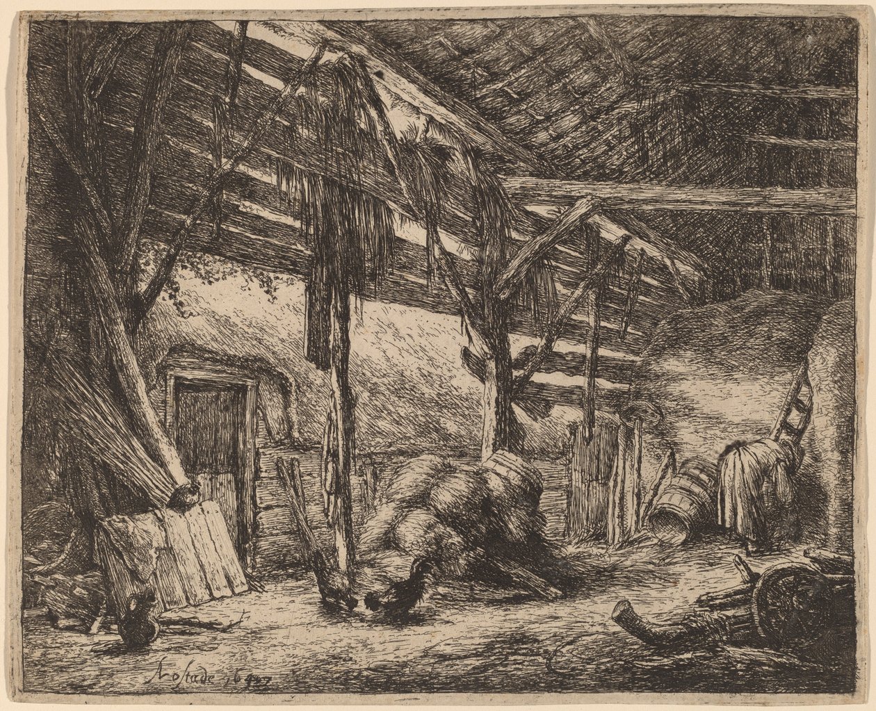 Egy pajta belseje alkotó: Adriaen van Ostade