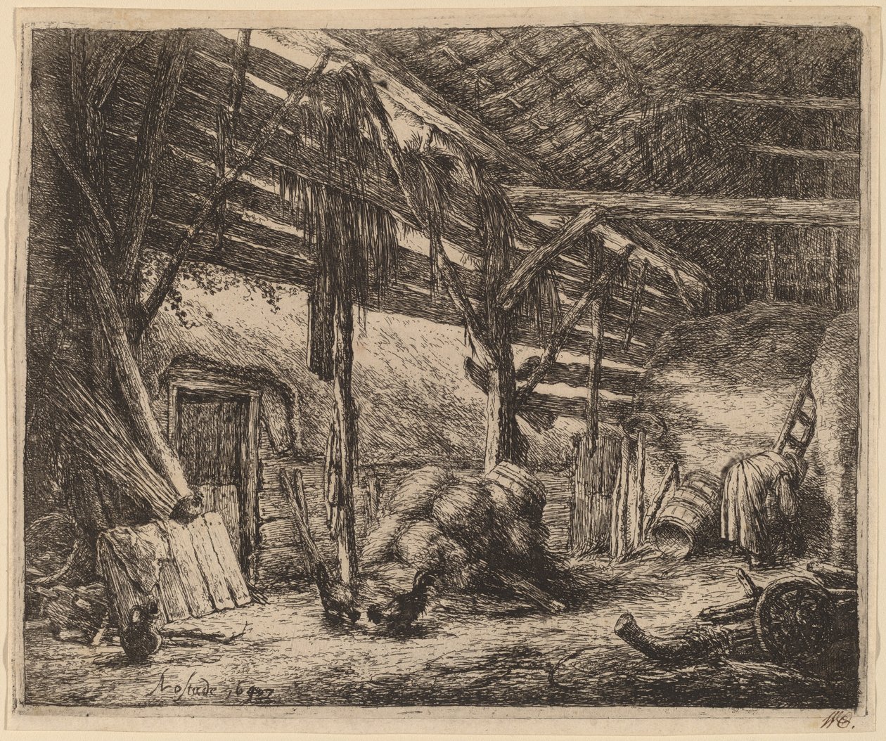 Egy pajta belseje alkotó: Adriaen van Ostade