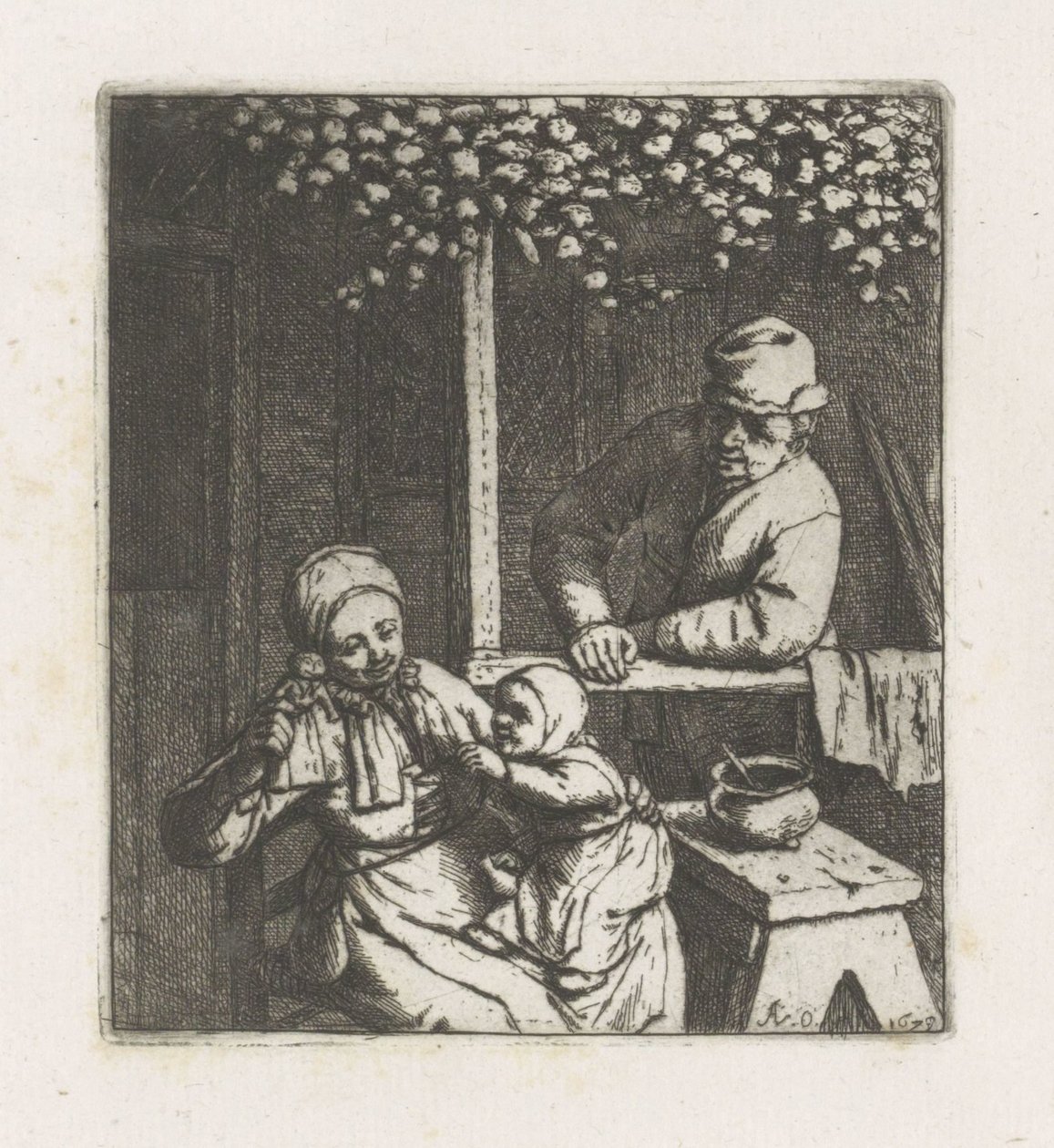 Gyermek eléri a babát alkotó: Adriaen van Ostade