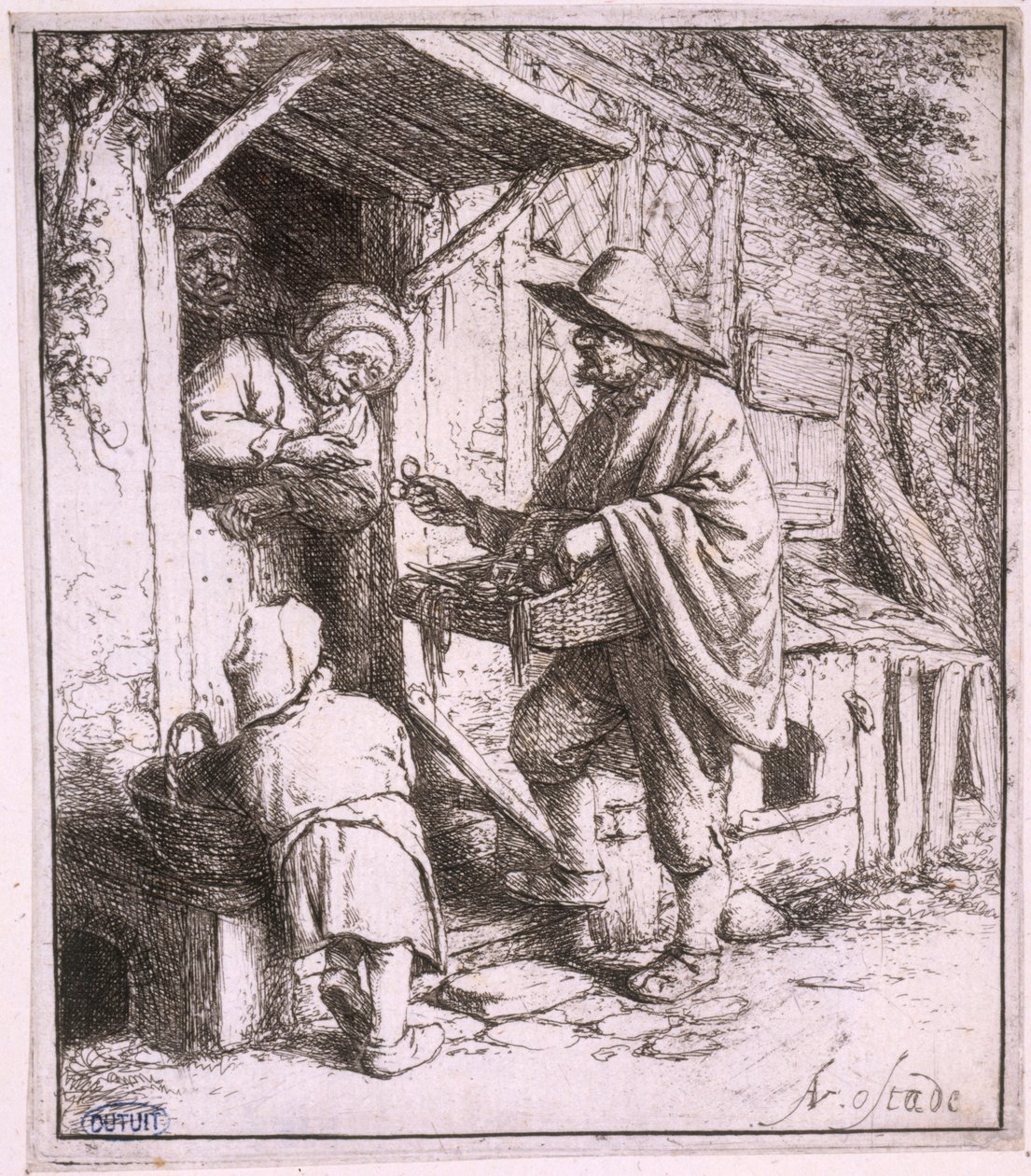 Der Brillenhändler (Bartsch 29) alkotó: Adriaen van Ostade