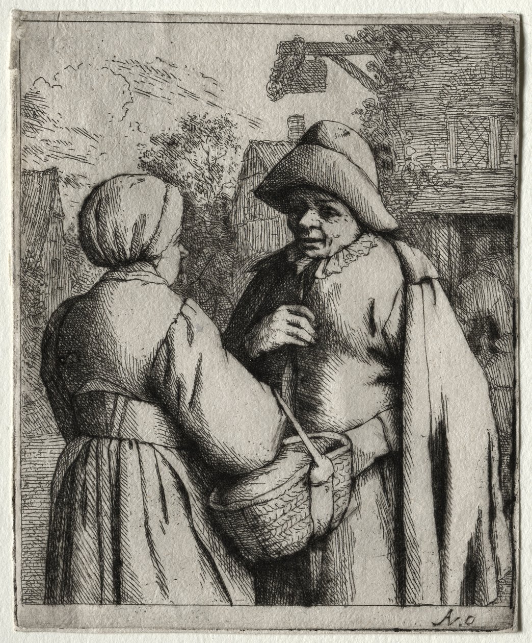 Férfi és nő beszélget alkotó: Adriaen van Ostade