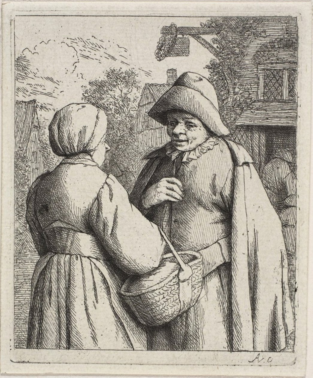 Férfi és nő beszélget alkotó: Adriaen van Ostade