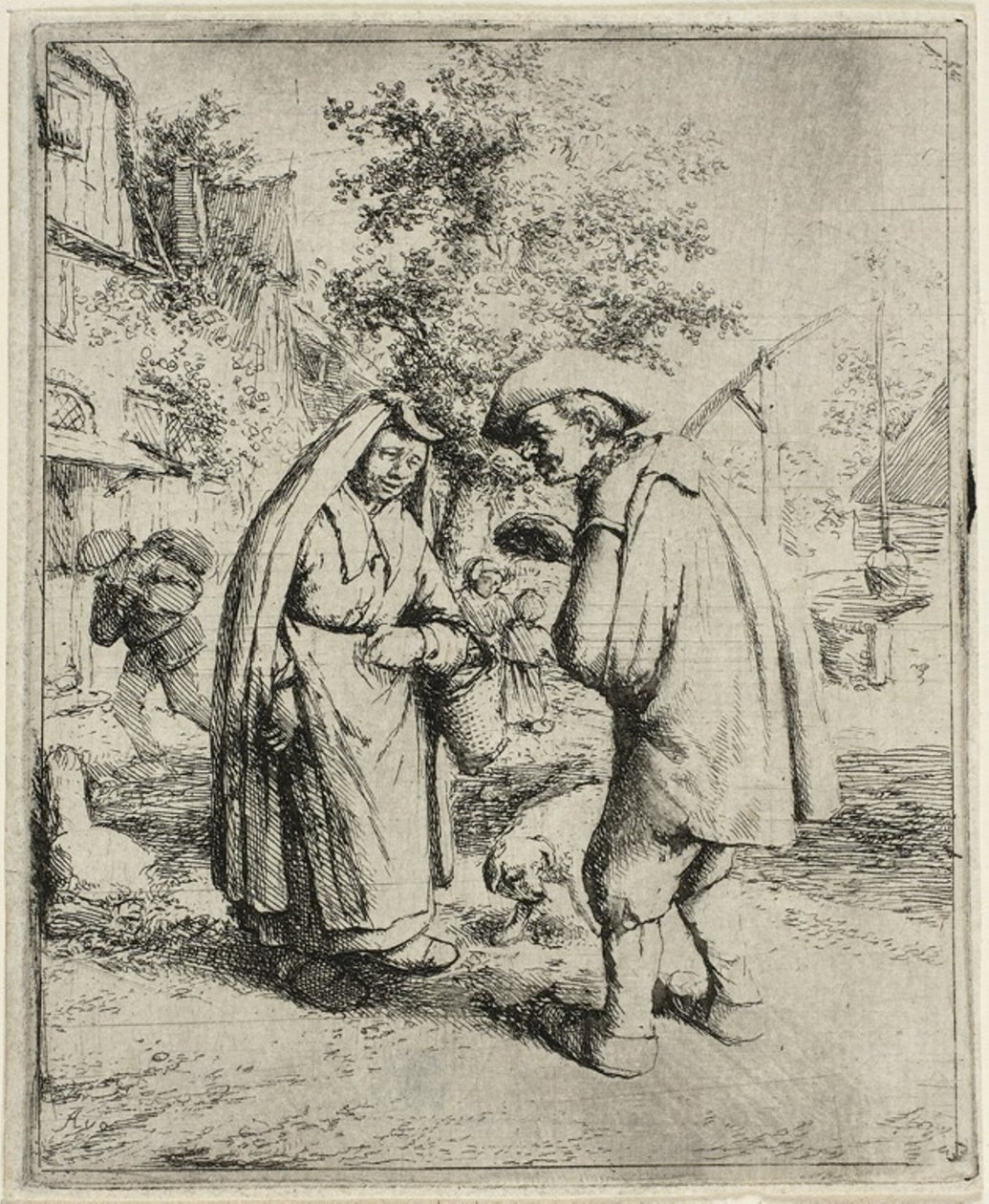 Férfi és nő beszélget alkotó: Adriaen van Ostade