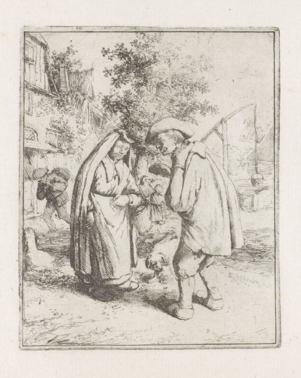 Férfi és nő beszélgetésben alkotó: Adriaen van Ostade