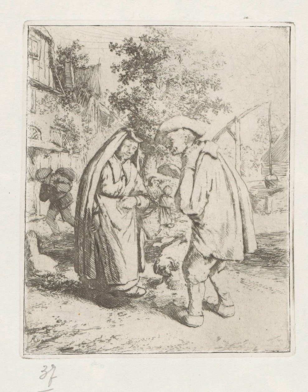 Férfi és nő beszélgetésben alkotó: Adriaen van Ostade