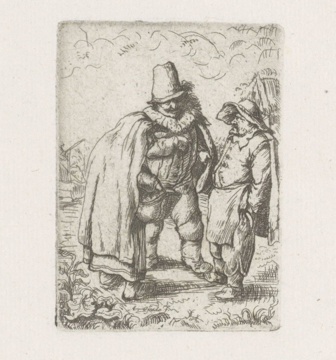 Redős gallérú férfi parasztpárral alkotó: Adriaen van Ostade