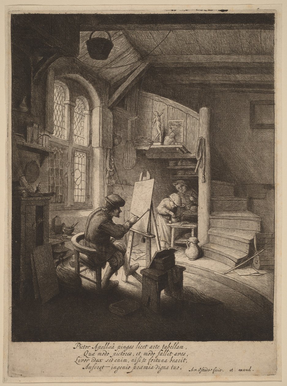 Festő a műtermében alkotó: Adriaen van Ostade