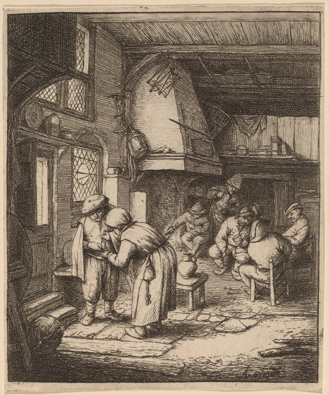 Adósságát rendező paraszt alkotó: Adriaen van Ostade