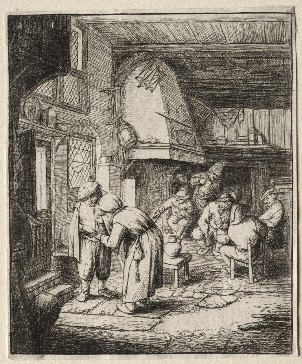 Adósságát rendező paraszt alkotó: Adriaen van Ostade