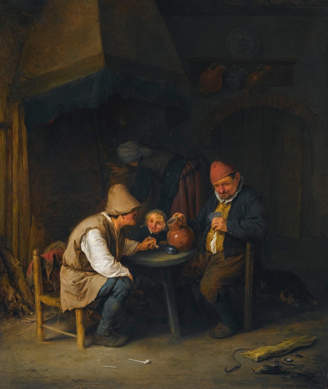 Parasztcsalád egy belterületen alkotó: Adriaen van Ostade